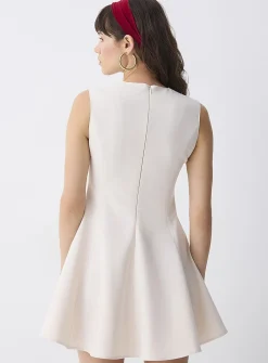 Fitted-waist flared tailored dress