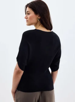 Fitted waist ottoman sweater