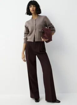 Flap pockets dense knit boxy-fit cardigan