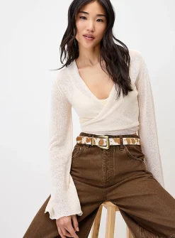 Flared-sleeve terry shrug