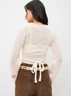 Flared-sleeve terry shrug