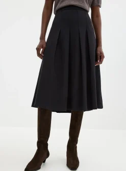 Flat pleats midi skirt