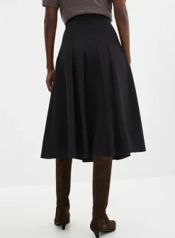Flat pleats midi skirt