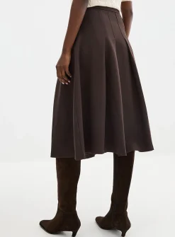 Flat pleats midi skirt