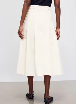 Flat-pleat vanilla midi skirt