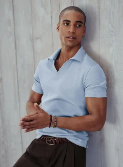 Flat-ribbed Johnny collar polo