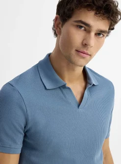 Flat-ribbed Johnny collar polo