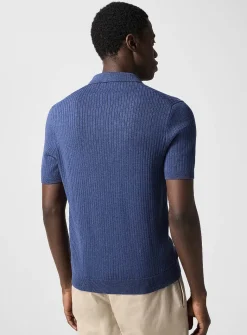 Flat-rib knit polo