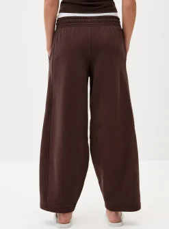 Fleece barrel-leg pant