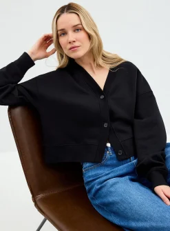 Fleece-lined boxy-fit cardigan