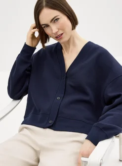 Fleece-lined boxy-fit cardigan