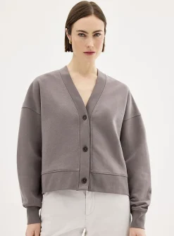 Fleece-lined boxy-fit cardigan