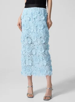 Floral appliqué pencil skirt