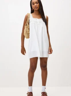 Floral embroidery babydoll minidress