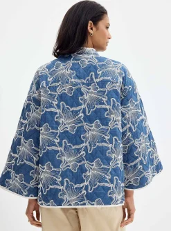 Floral embroidery quilted jacket