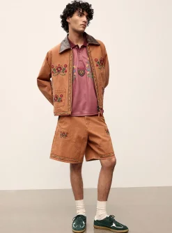 Floral embroidery worker Bermudas