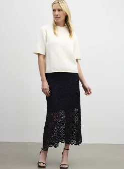 Floral guipure maxi skirt