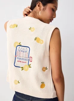 Floral knit vest