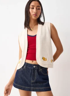 Floral knit vest