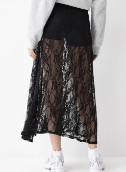 Floral lace flared skirt