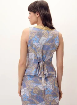 Floral patchwork chiffon cami