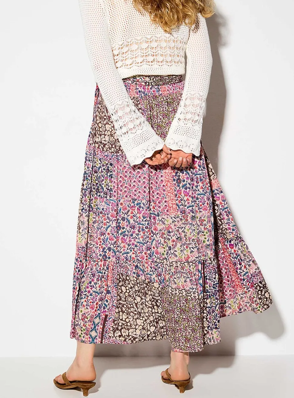 Floral patchwork wraparound skirt