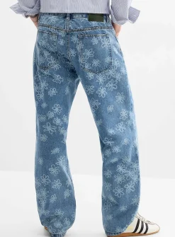 Floral pattern blue jean