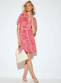 Floral pattern fit-and-flare shirtdress