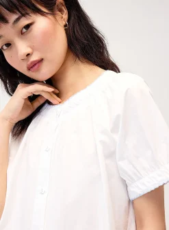Flower buttons poplin shirt