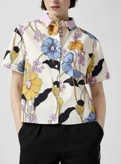 Flowered boxy-fit shirt