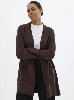 Flowy knit long open cardigan