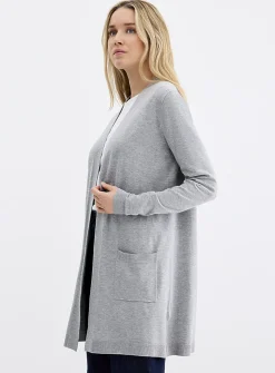 Flowy knit long open cardigan