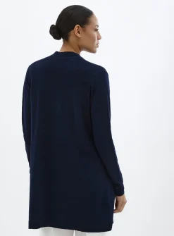 Flowy knit long open cardigan