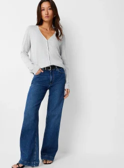Flowy knit V-neck cardigan