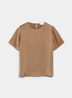 Flowy satin boxy-fit blouse