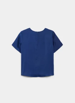 Flowy satin boxy-fit blouse