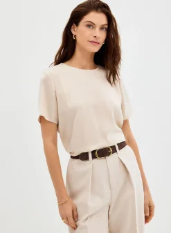 Flowy satin boxy-fit blouse