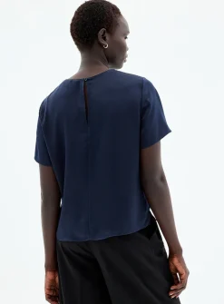 Flowy satin boxy-fit blouse