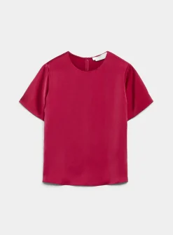 Flowy satin boxy-fit blouse