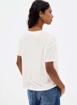 Flowy solid boxy-fit T-shirt