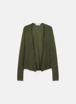 Fluid-knit open-front cardigan