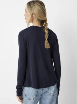 Fluid-knit open-front cardigan