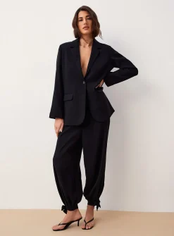 Fluid tie-ankle wide-leg pant
