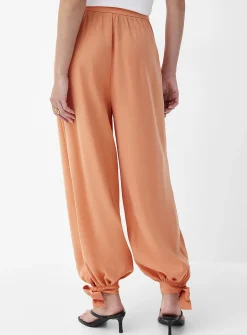 Fluid tie-ankle wide-leg pant