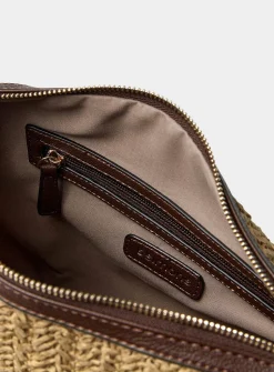 Folded corner braided straw hobo bag