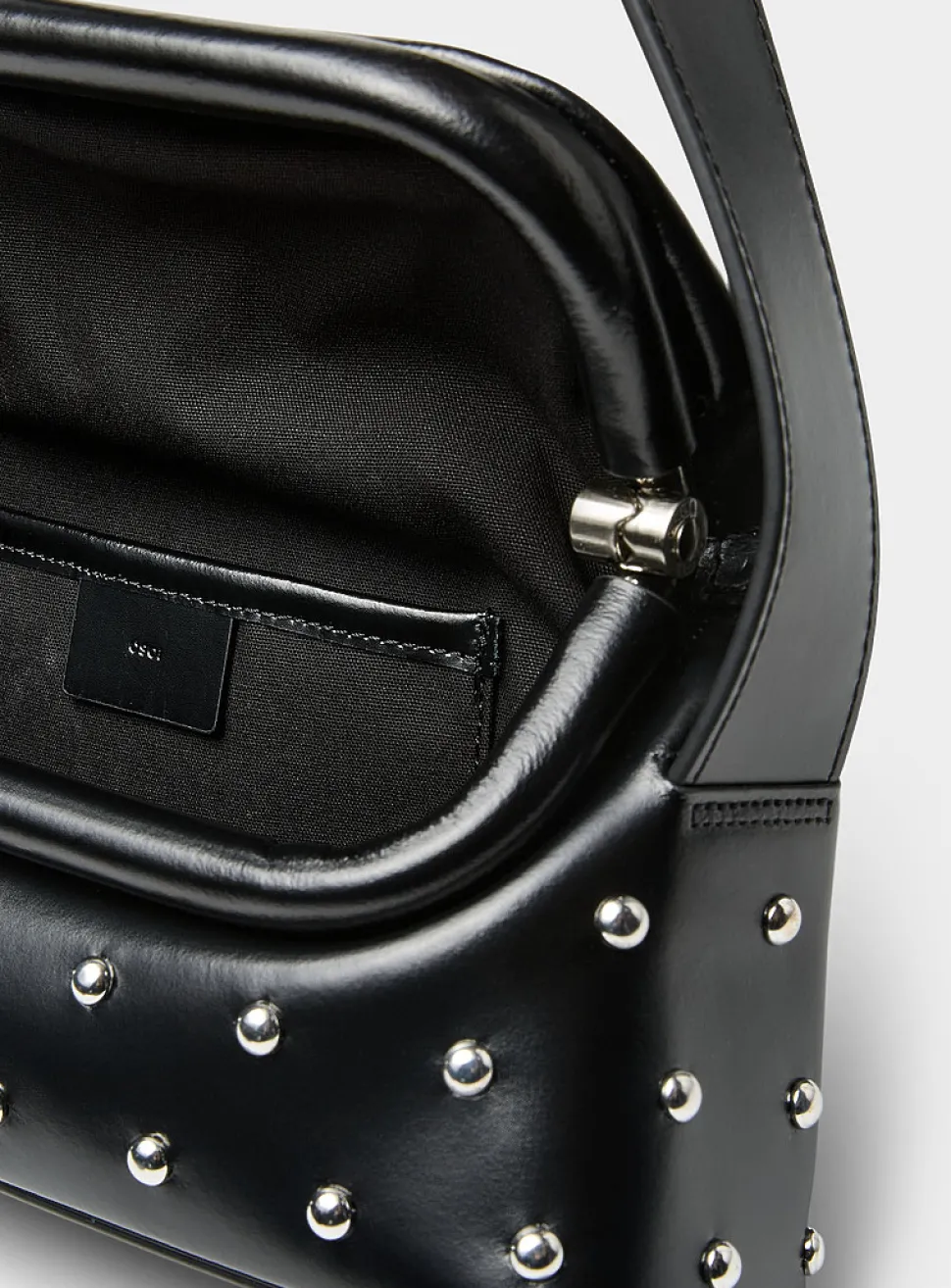 Folder Brot studded leather baguette bag