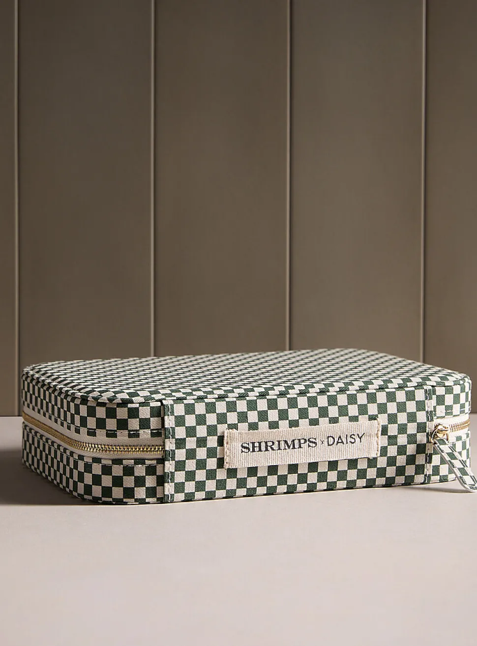 Forest green checkers rectangular jewellery box