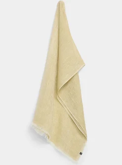 Frayed-edging lightweight 100% linen scarf