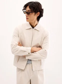 Full-zip cotton-linen jacket