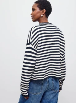 Funnel neck buttoned sweater